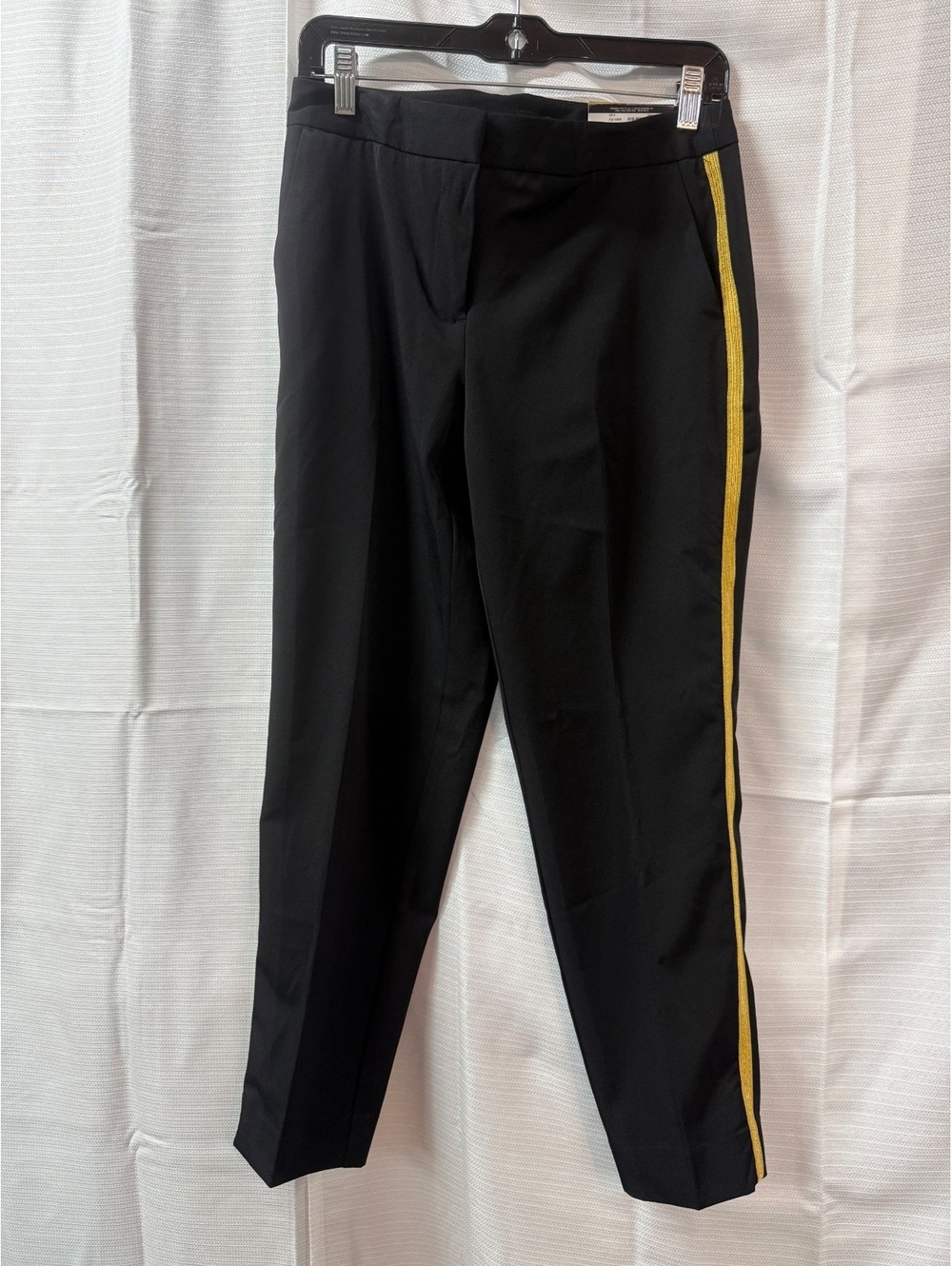 Worthington Modern Fit Black Dress Pants with Yellow Side Stripe, Size 4